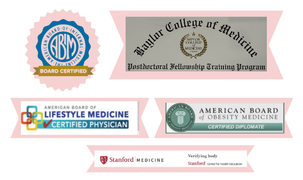 Medical certifications and training program logos.