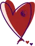 Sketched red heart with tiny trailing hearts