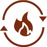 Renewable energy flame with circular arrows