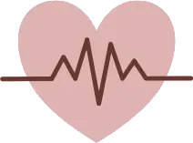 Pink heart icon with heartbeat waveform