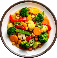 Colorful vegetable stir-fry with broccoli and carrots