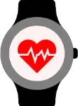 Smartwatch showing heart rate icon