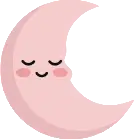 Cute pink crescent moon with rosy cheeks