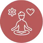 Meditation icon with heart and gear