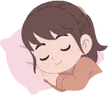 Cute sleeping cartoon girl on pillow