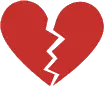 Red broken heart icon with jagged crack
